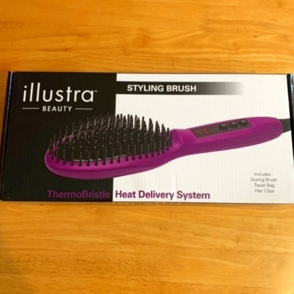 Illustra Beauty Ceramic Styling Brush with Travel Bag & Hair Clips - Never Used